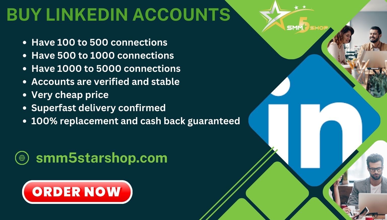Buy LinkedIn accounts with 100 to 5000 connections and followers at very cheap price Our accounts will be verified with email, number, passport
